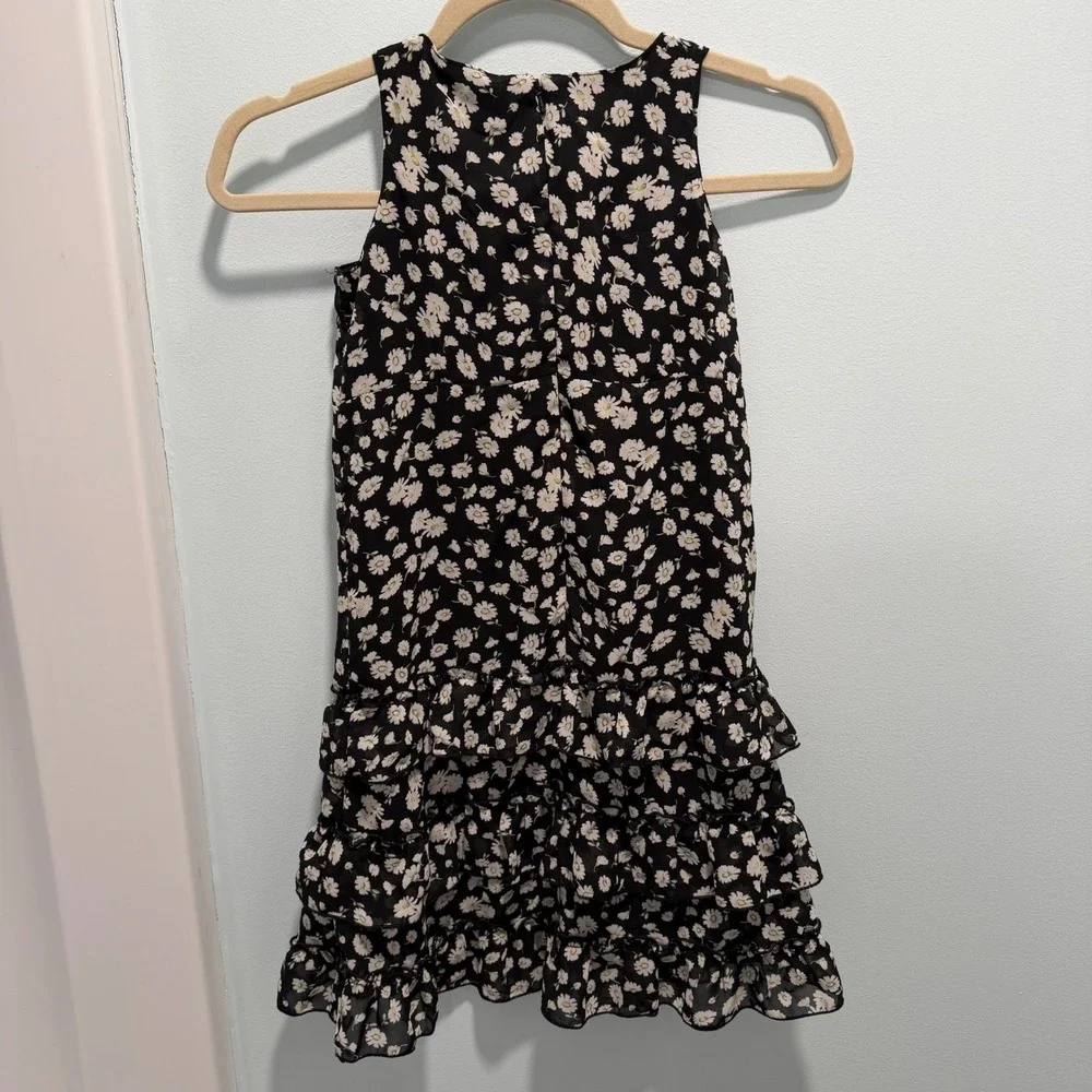 The Childrens Place Daisy Floral Dress Black‎ Size 8 Ruffle Tiered Casual Party